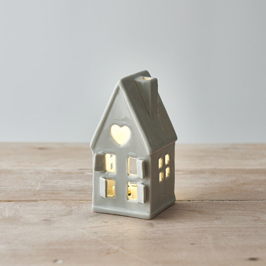 Dainty Grey House T-light Holder, 11.5cm 