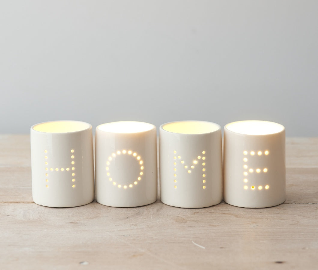 Set of 4 Ceramic Home T Light Holders 