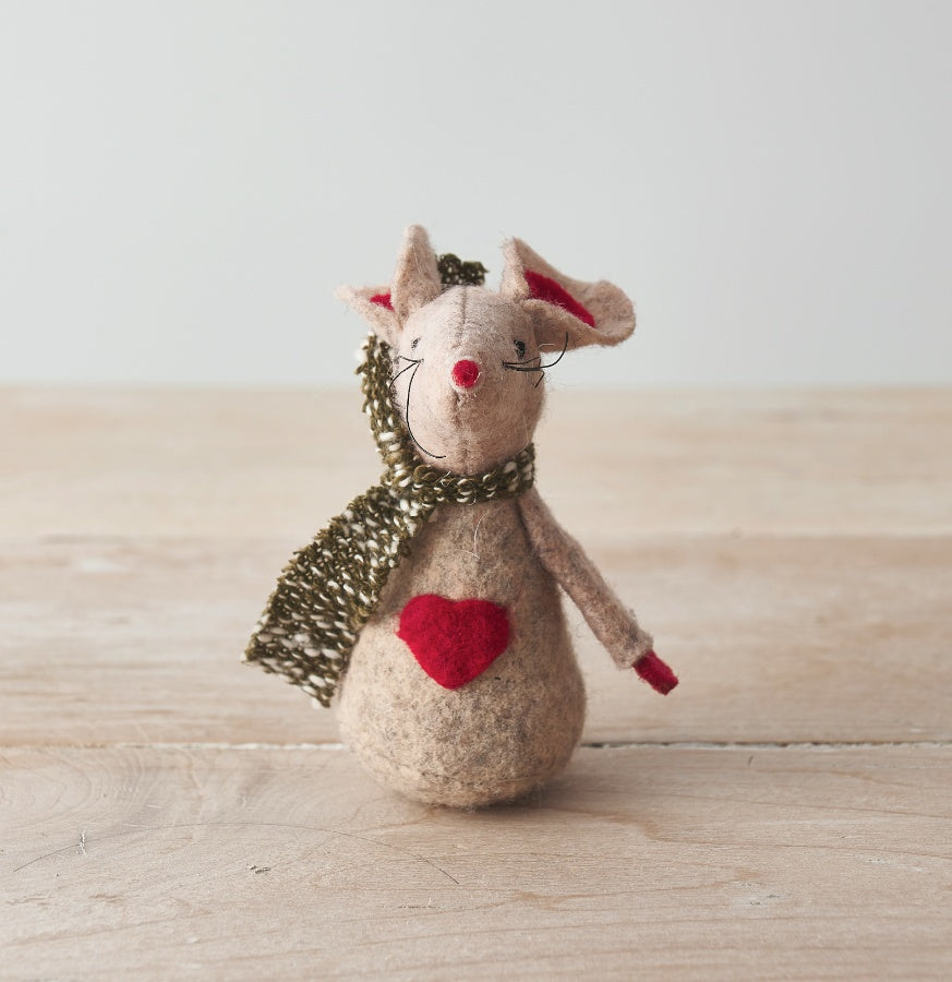 Red and Beige Fabric Mouse Hanger, 8cm 
