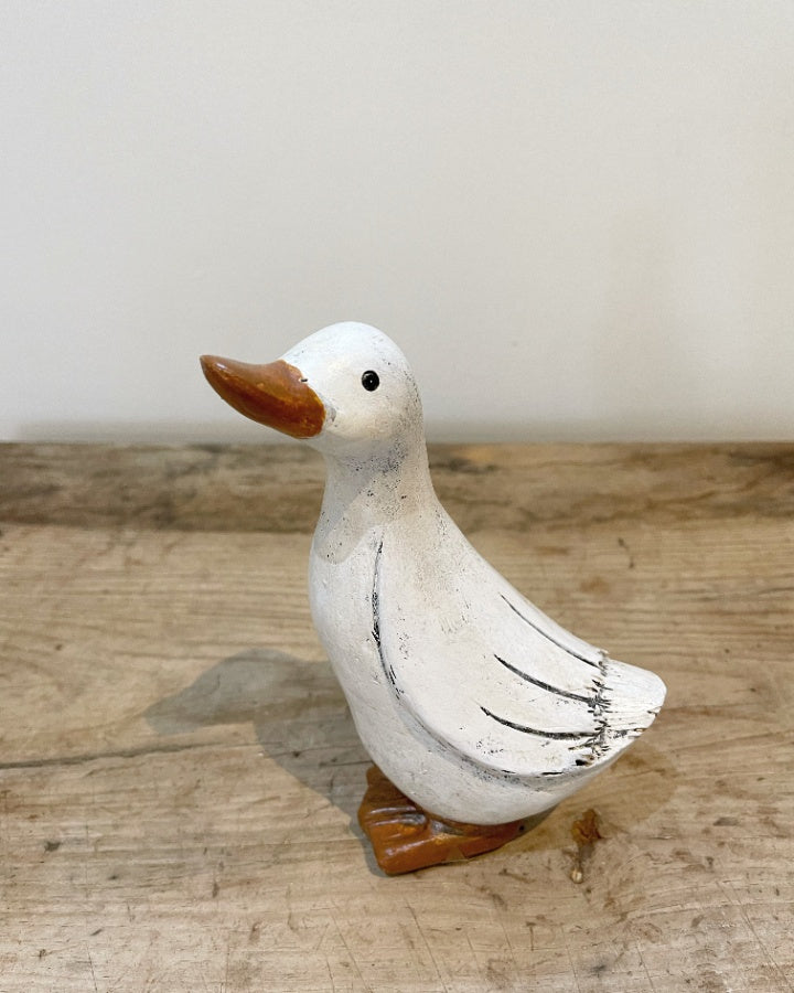 Posed White Duck 15cm – Rustic Decorative Figurine for Coastal & Country Home Décor