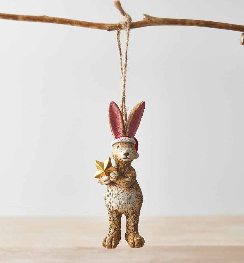 Jasper Rabbit Christmas Star Hanger, 11cm 