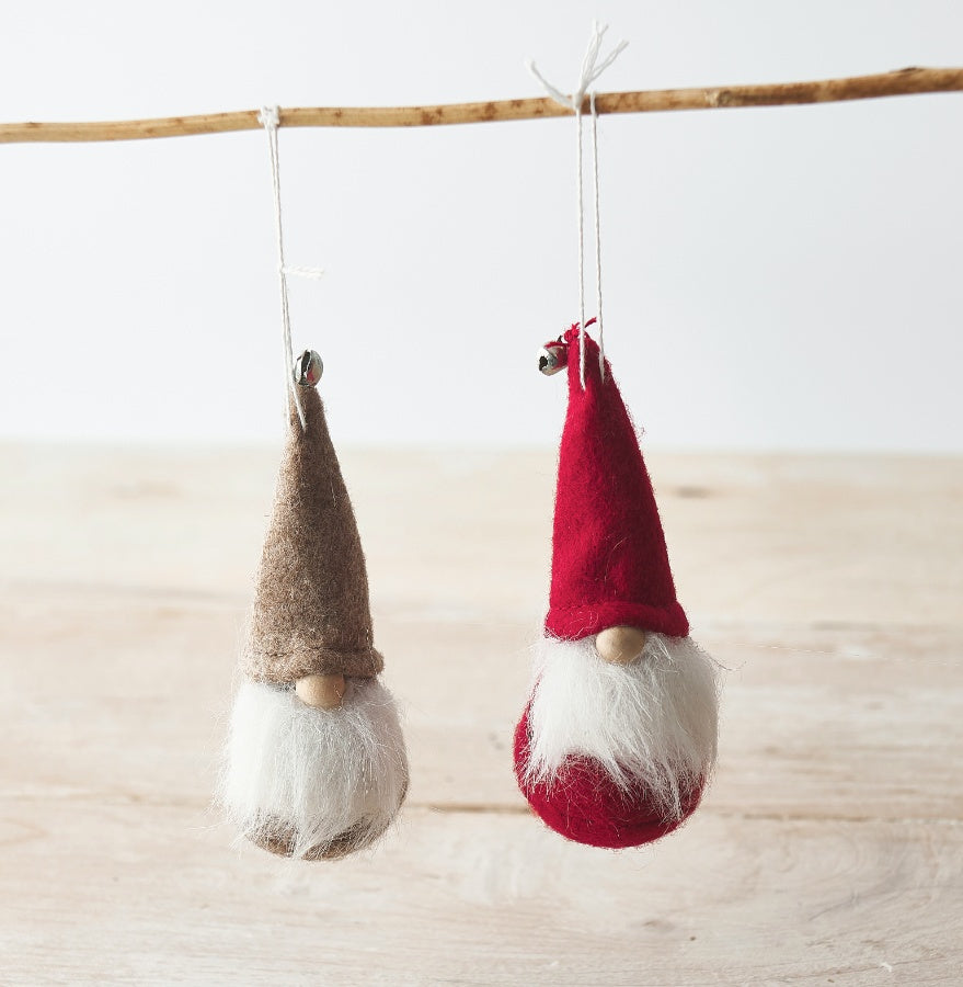 Red/Mink Felt Gonk Hangers, 10cm 