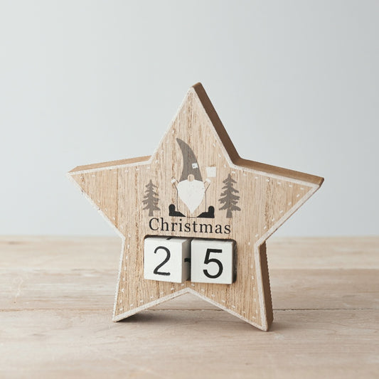 Star Christmas Countdown Block, 15cm