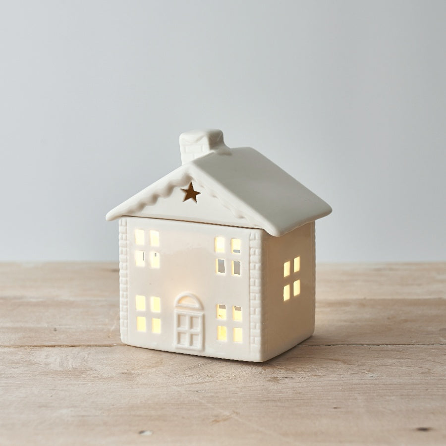 White Ceramic House Burner, 12cm