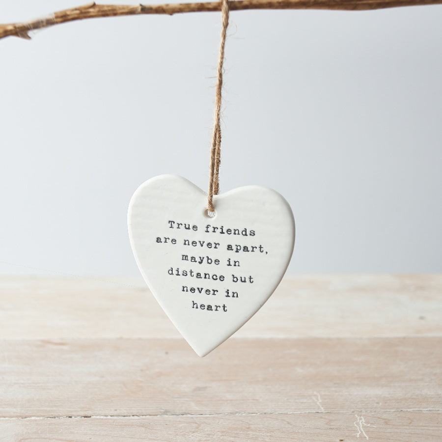 True Friends Hanging Ceramic Heart 10cm