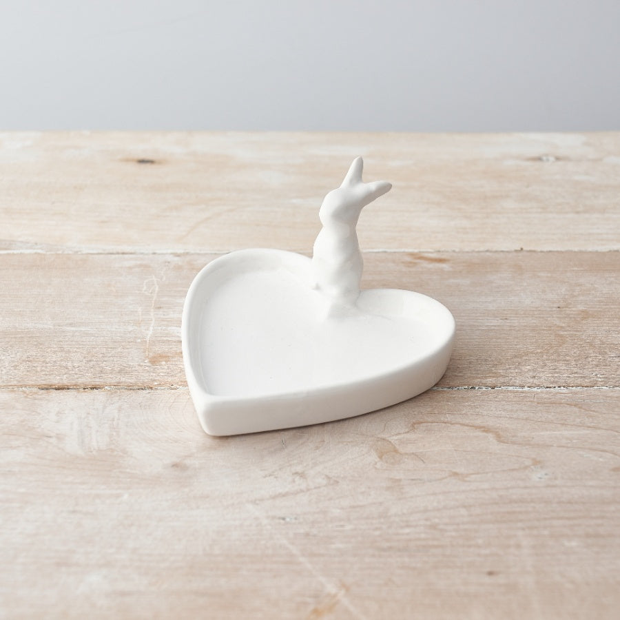Heart Dish W/Rabbit, 12cm