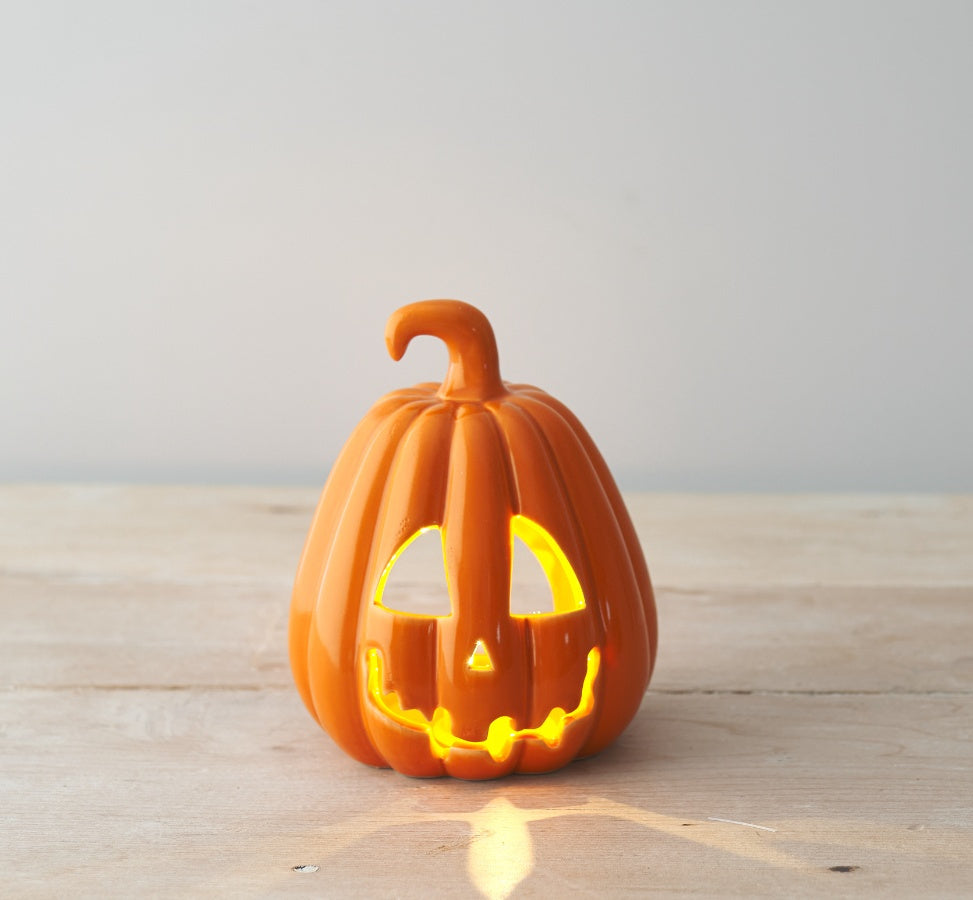 Orange Carved Pumpkin Lantern, 10cm