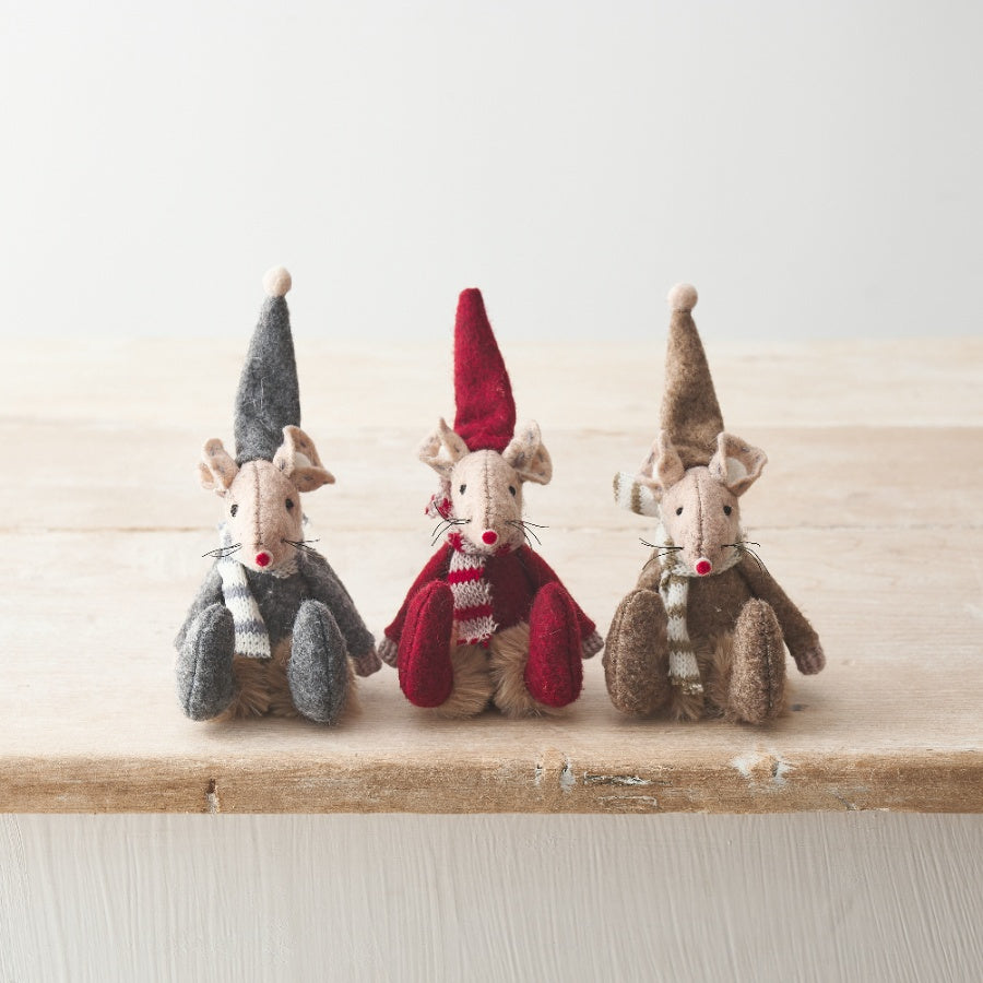 Felt Mice, 13cm 3 Assorted