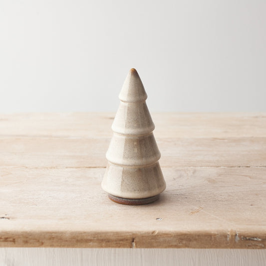 Natural Glazed Christmas Tree Ornament 15cm – Modern Ceramic Tree Decor, Minimalist Festive Home Accent