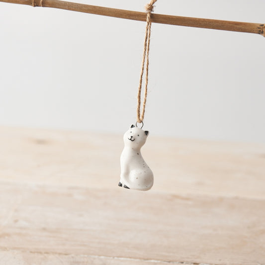 Speckled Porcelain Cat Hanger, 4cm