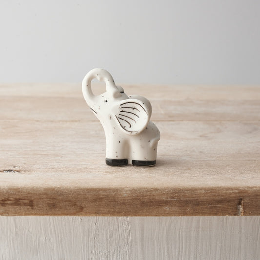 Speckle Porcelain Elephant Ornament Porcelain Elephant Figurine Black Speckled Animal Home Décor 6x5cm Item #62132