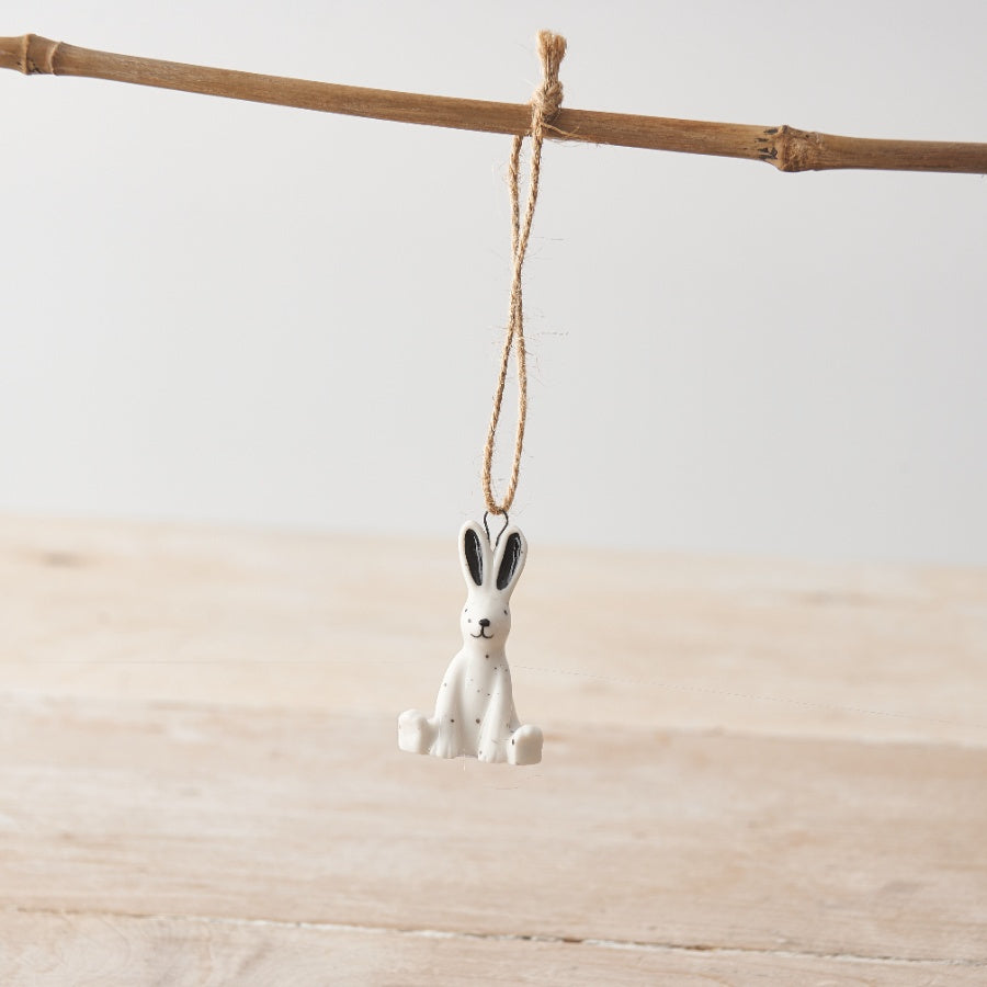 Speckled Porcelain Rabbit Hanger, 4cm