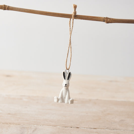 Speckled Porcelain Rabbit Hanger, 4cm