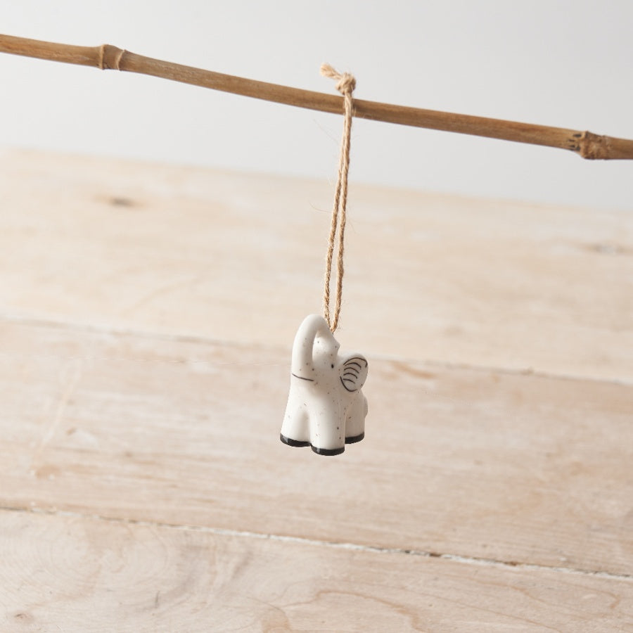 Porcelain Elephant Hanging Decoration, 5cm