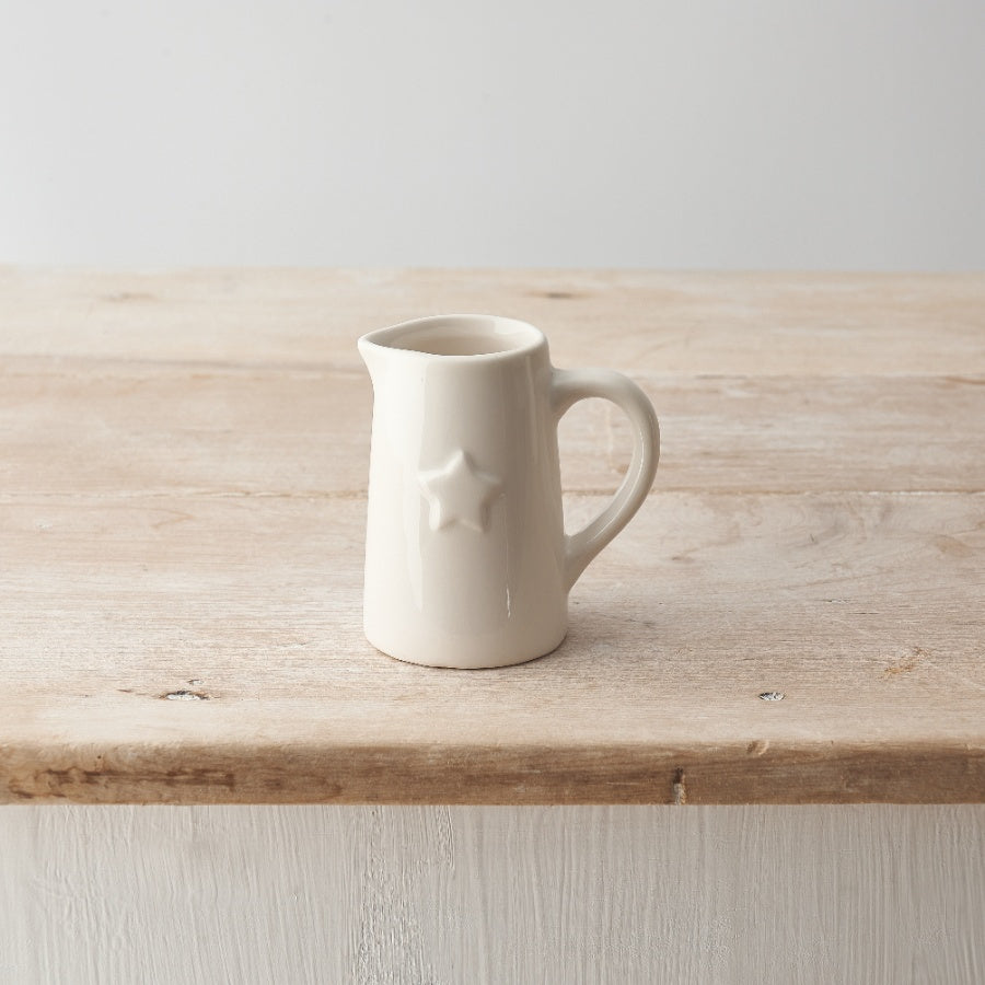 Small Ceramic White Jug with Star 