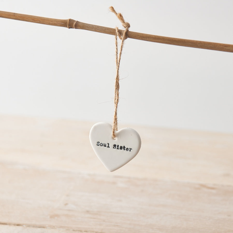 Soul Sister Hanging White Heart