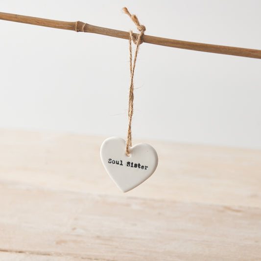 Soul Sister Hanging White Heart