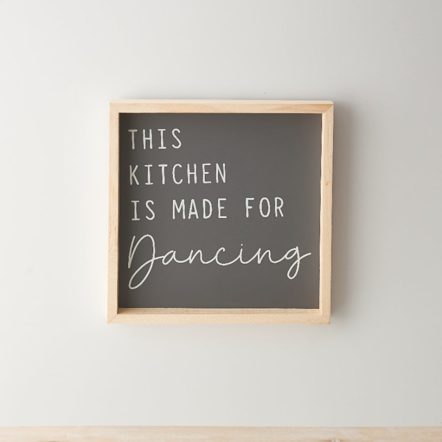 This Kitchen Is Made For Dancing Framed Sign 20cm – Funny Kitchen Wall Decor Rustic Wooden Quote Plaque