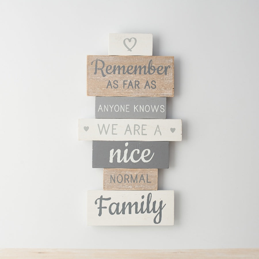 Family Wooden Sign 35cm – Rustic Quote Wall Plaque Home Decor with Heart Detail Assorted Designs