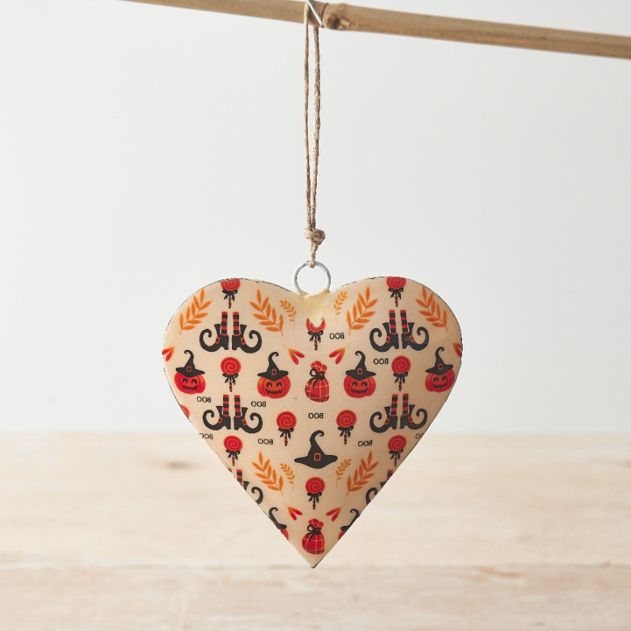 BOO Halloween Heart 10cm Colorful Cute Metal Jute String Halloween Decor