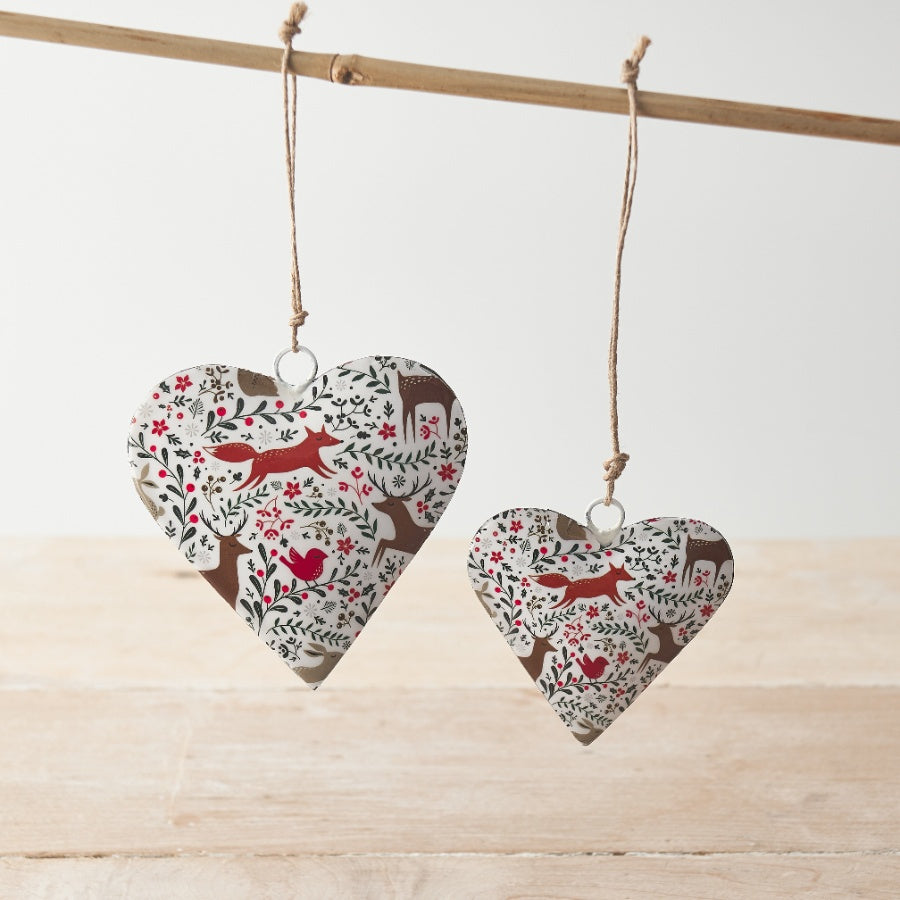 Woodland Animal Heart Hanger, 8cm