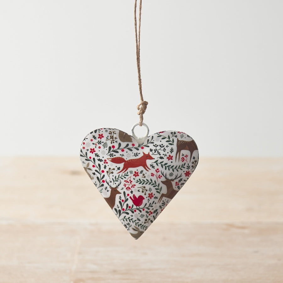 Woodland Animal Heart Hanger, 8cm