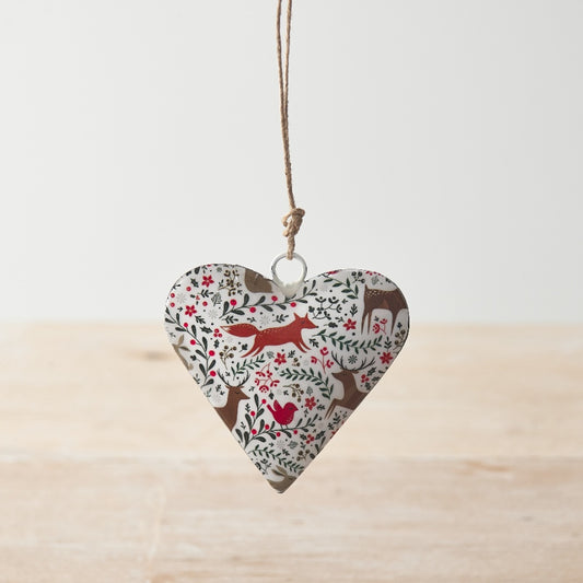 Woodland Animal Heart Hanger, 8cm