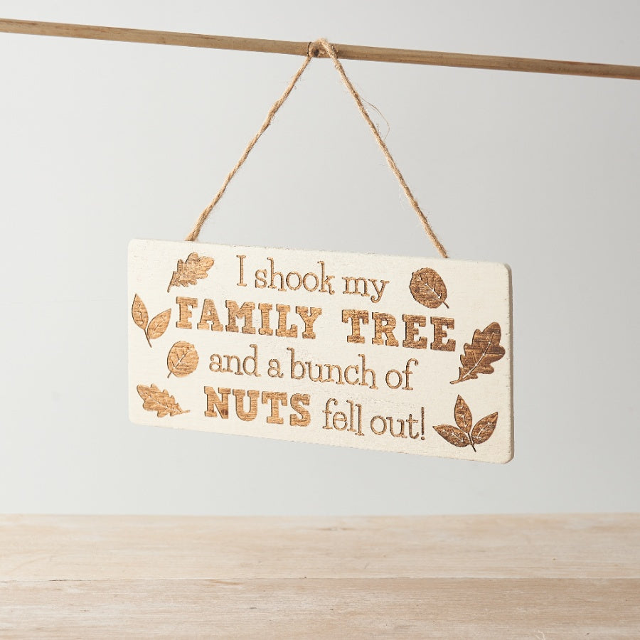 Funny Family Tree Wooden Sign 23cm, Quirky Hanging Plaque Gift Decor