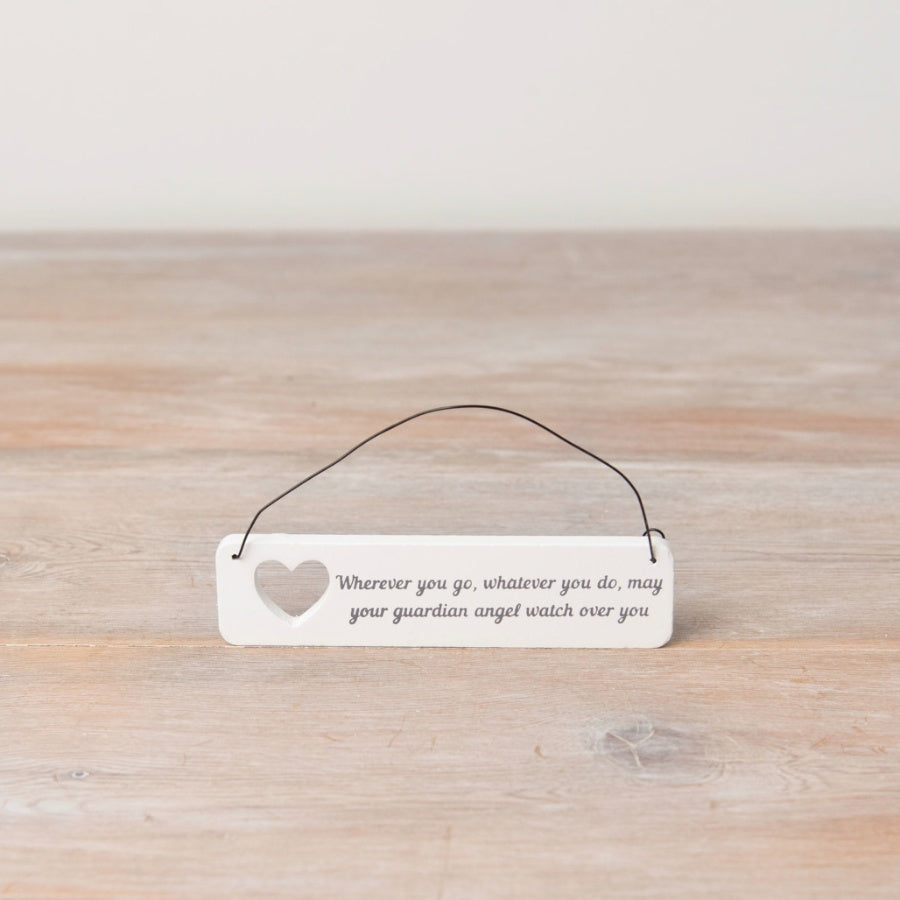 Mini Sentiment Wooden Hanging Sign 12cm – Heart Cut Out Plaque with Twine, Thoughtful Gift Decor