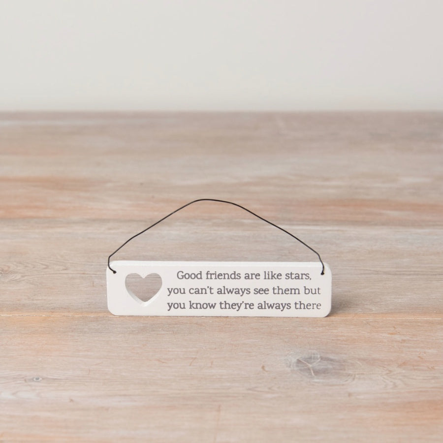 Mini Sentiment Wooden Hanging Sign 12cm – Heart Cut Out Plaque with Twine, Thoughtful Gift Decor