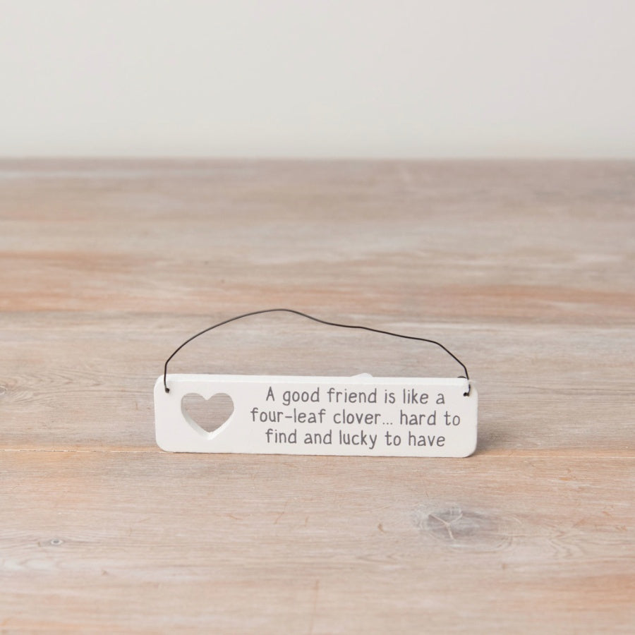 Mini Sentiment Wooden Hanging Sign 12cm – Heart Cut Out Plaque with Twine, Thoughtful Gift Decor