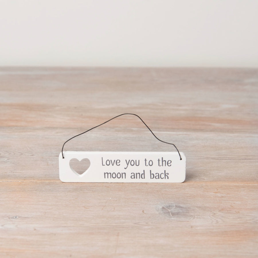Mini Sentiment Wooden Hanging Sign 12cm – Heart Cut Out Plaque with Twine, Thoughtful Gift Decor