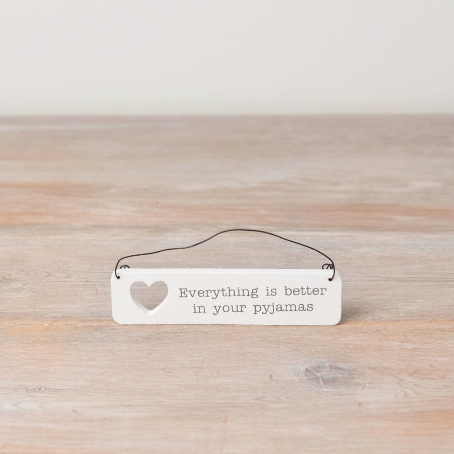 Mini Sentiment Wooden Hanging Sign 12cm – Heart Cut Out Plaque with Twine, Thoughtful Gift Decor