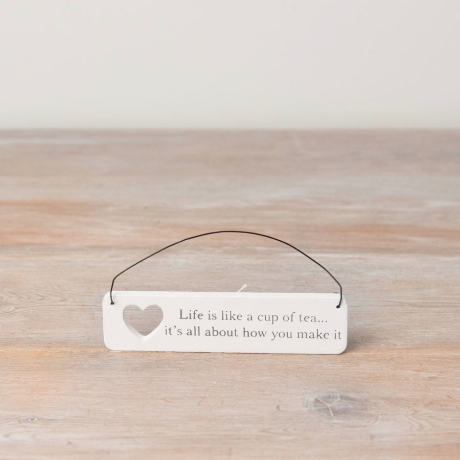 Mini Sentiment Wooden Hanging Sign 12cm – Heart Cut Out Plaque with Twine, Thoughtful Gift Decor