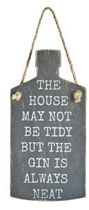 Gin is Always Neat Sign 18cm Wooden Bottle Shape Wall Hanging Decor