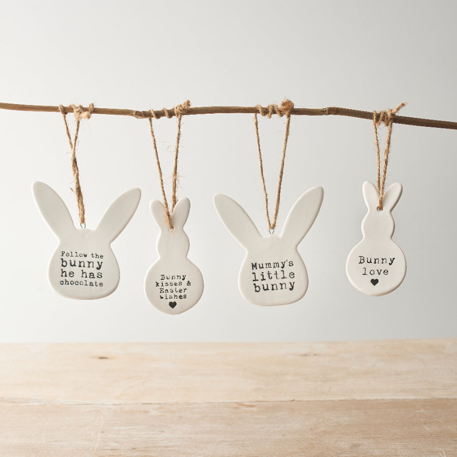 Follow the Bunny Hanger 9cm Porcelain Easter Sign with Jute String
