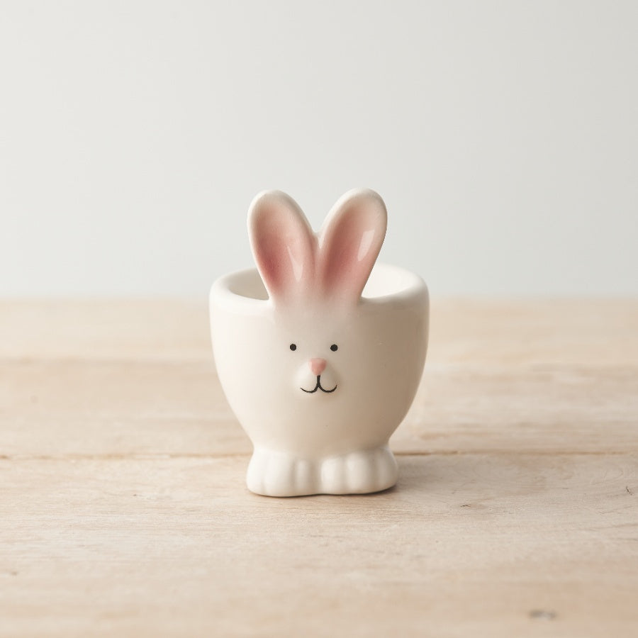 Bunny Egg Cup 9cm Ceramic Pink Ears Easter Breakfast Gift Table Decor