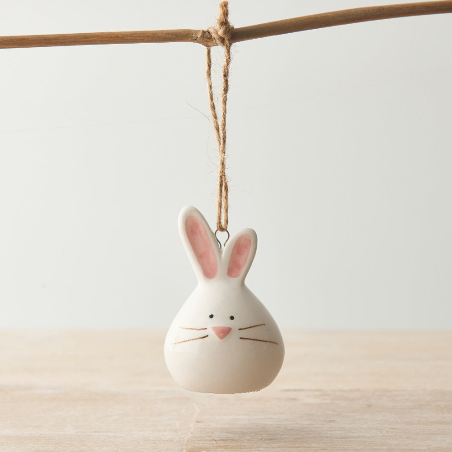 Bunny Hanger 7cm Pastel Pink Easter Tree Decoration with Jute String