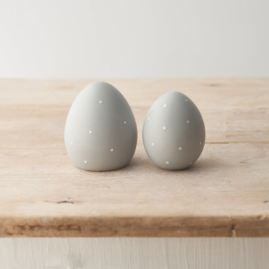 Grey Dotty Egg 5cm Ceramic Polka Dot Ornament Easter Spring Decor
