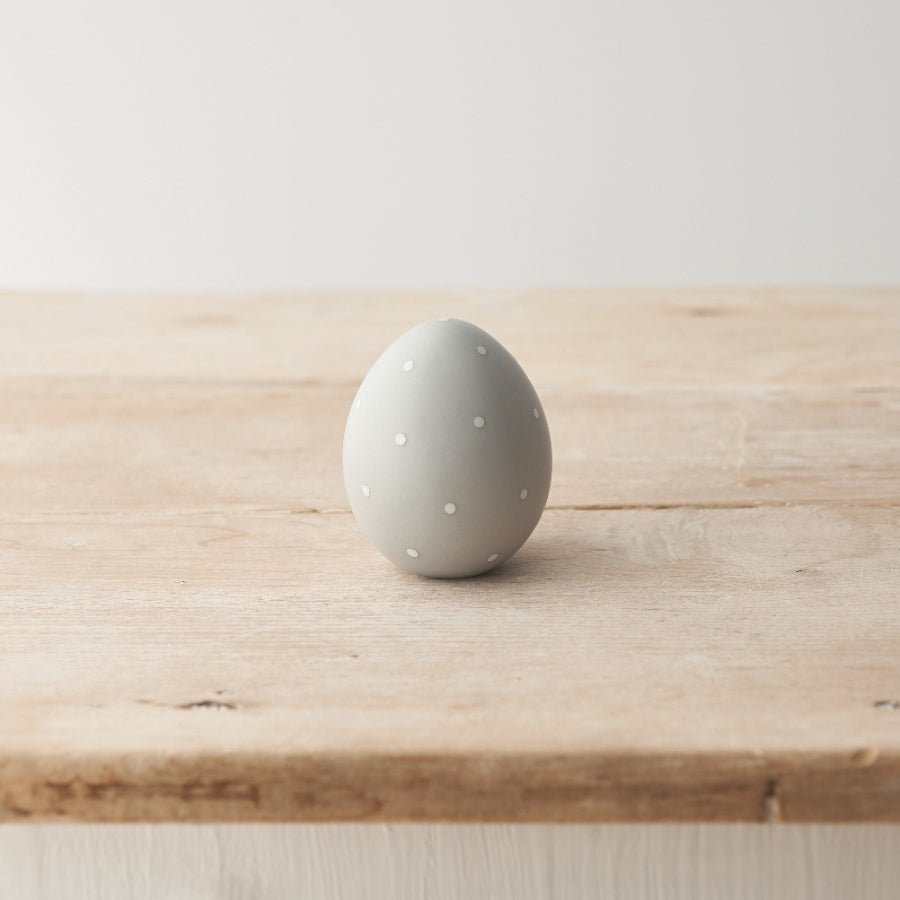 Grey Dotty Egg 5cm Ceramic Polka Dot Ornament Easter Spring Decor