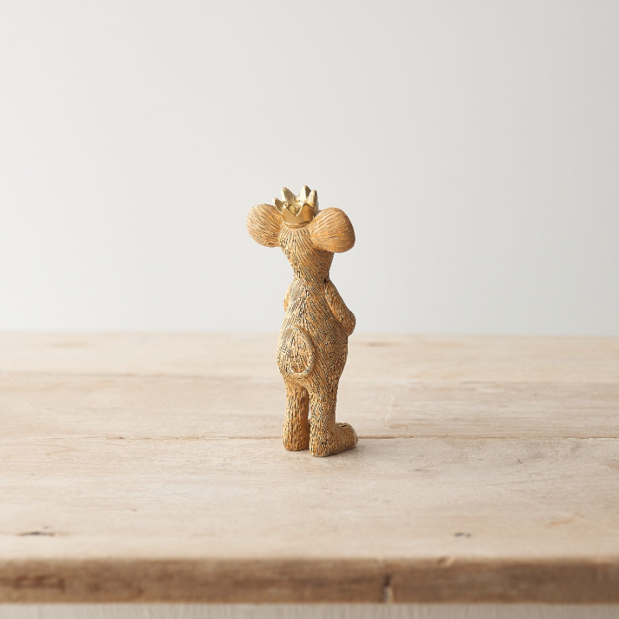 King Mouse Ornament 11.5cm Resin Figurine with Gold Crown and Wand Gift