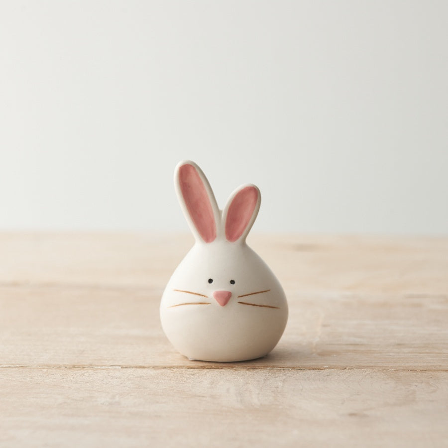 Ceramic Bunny Ornament 7.5cm Pink Glaze Cute Easter Spring Decor Gift