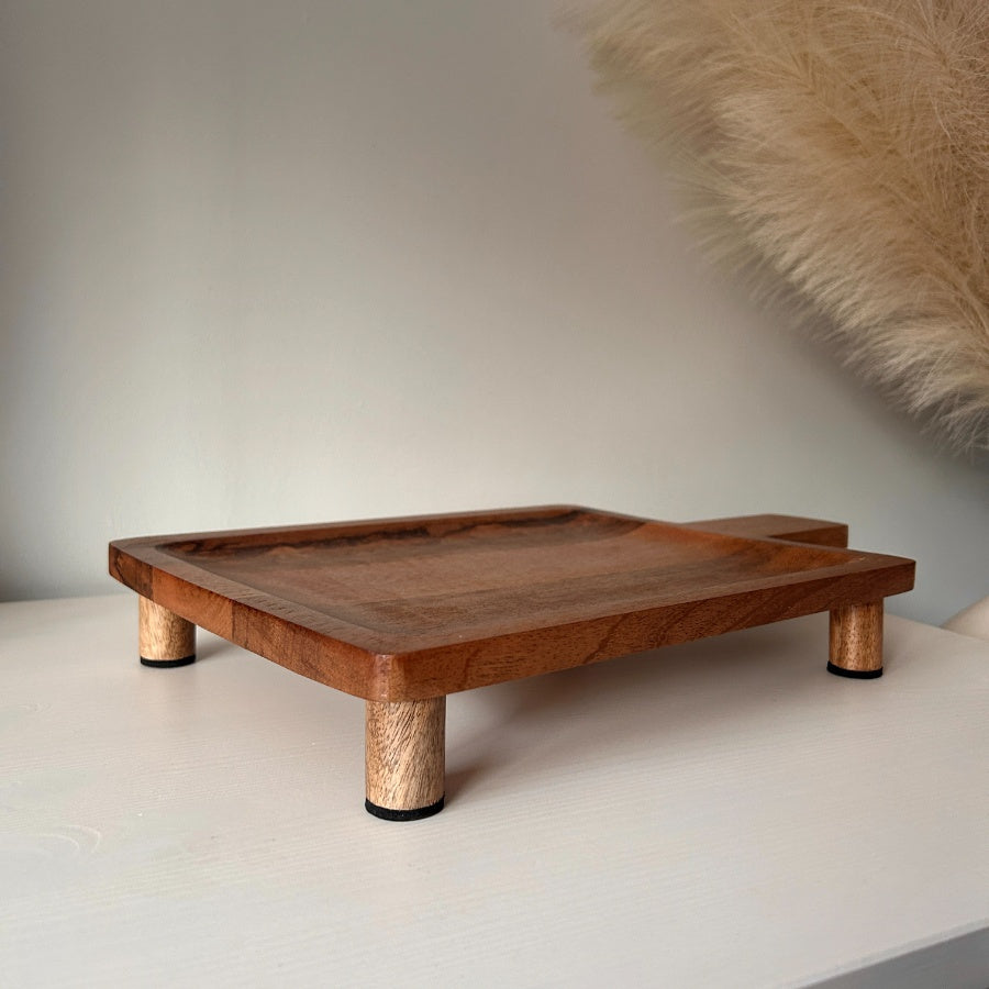 Wooden Display Board with Feet – 40cm Rustic Tray for Home Decor and Styling