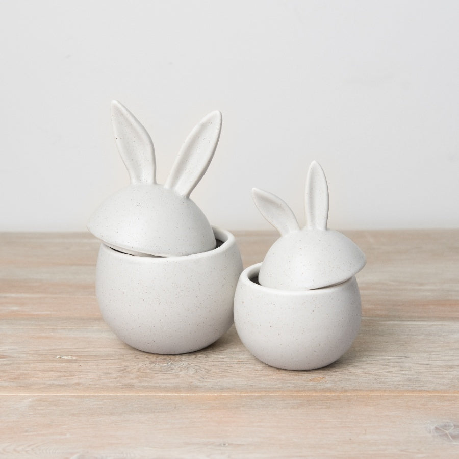 Speckled Bunny Pot 18cm Chic Easter Storage Decorative Treat Holder