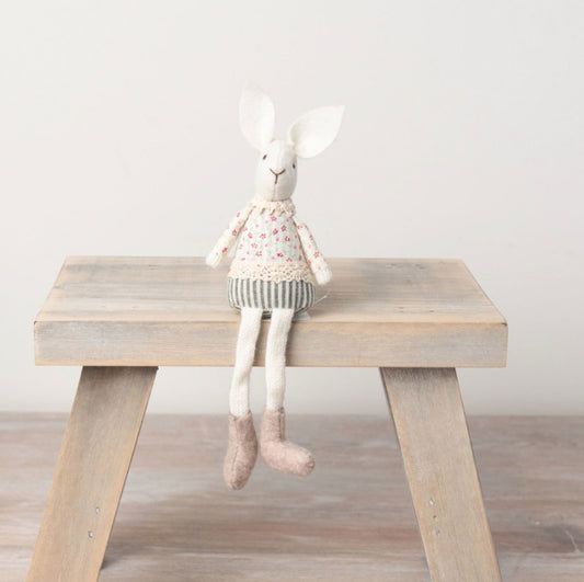 Sitting White Rabbit 18cm Vintage Style Decor Chic Gift Ornament
