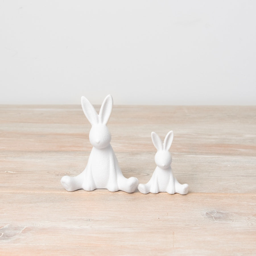 Bunny Ornament 12cm Contemporary Sitting Ceramic Figurine Textured Surface