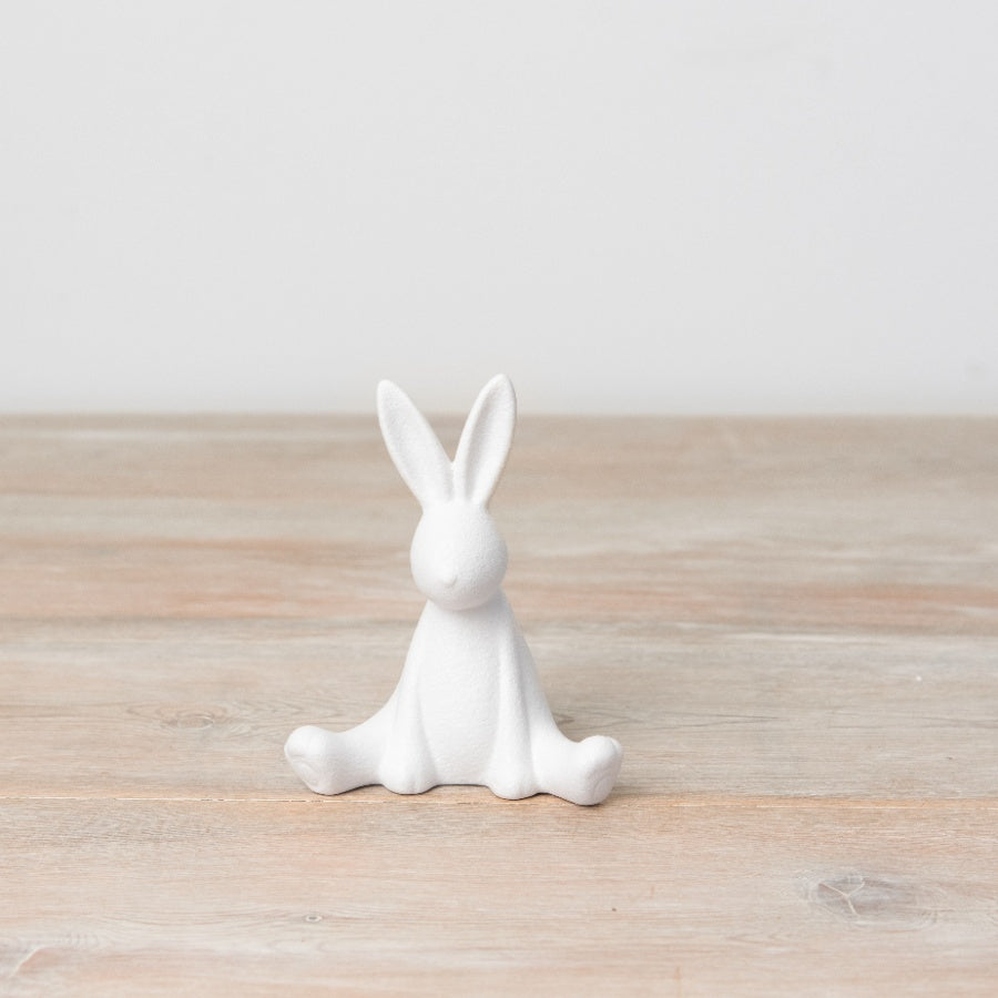 Bunny Ornament 12cm Contemporary Sitting Ceramic Figurine Textured Surface