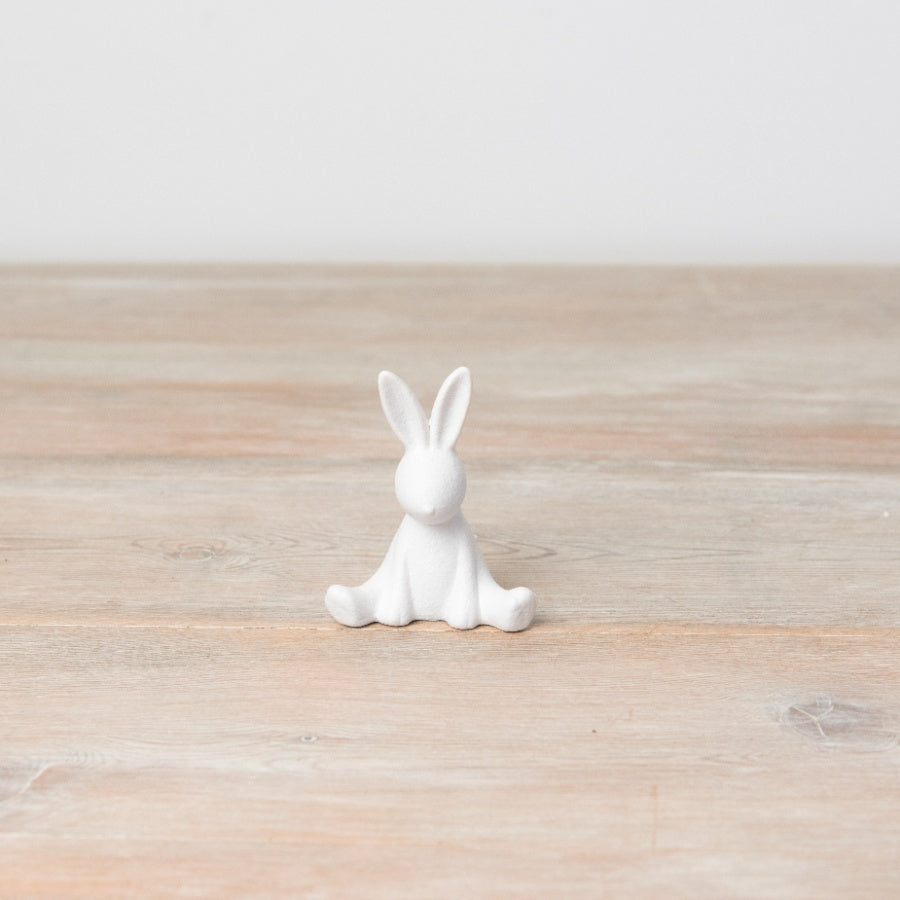 White Textured Bunny Ornament 8cm, Cute Modern Spring Decoration