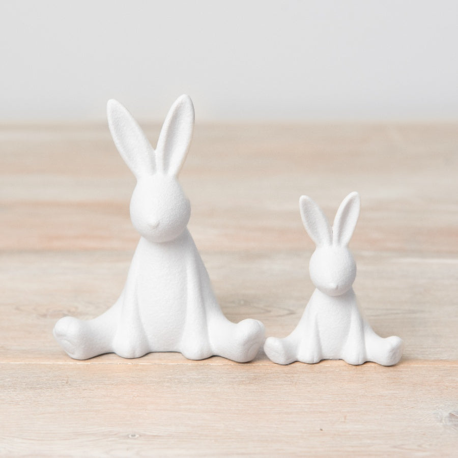 White Textured Bunny Ornament 8cm, Cute Modern Spring Decoration