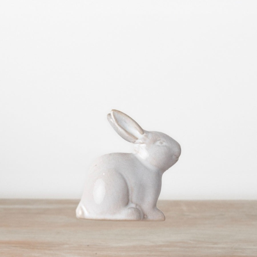 Natural Bunny Ornament – 6.3cm Ceramic Figurine with Glazed Finish